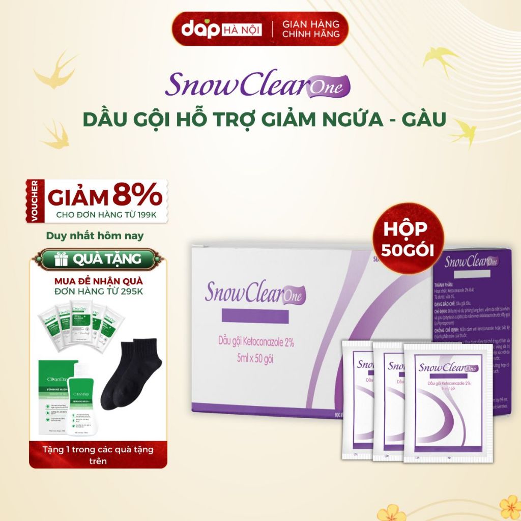 Hộp 50 gói dầu gội sạch gàu Snow Clear One (5ml/gói)