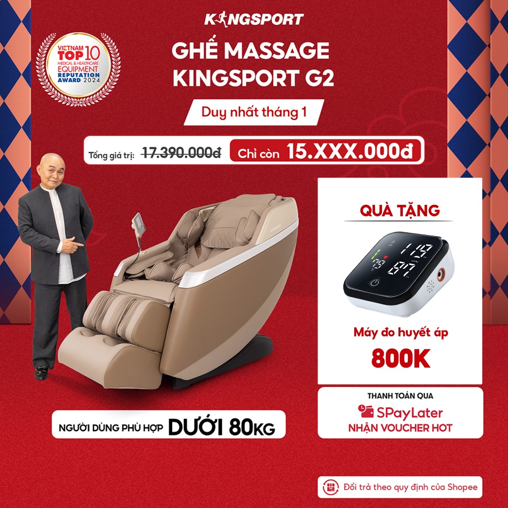 [LIVE] Ghế massage KINGSPORT Standard G2 con lăn di chuyển cổ vai, thiết kế hiện đại, khung ghế rộng