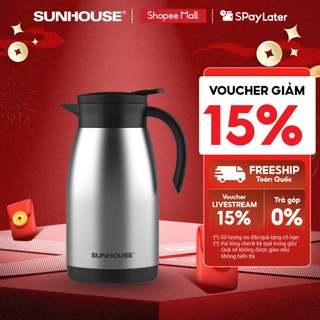  Ấm giữ nhiệt pha trà 1.4L Inox 304 Sunhouse KS-TH1400TI - Inox 304 an toàn - Giữ nhiệt tới 10h - Nắp nhấn tiện lợi 