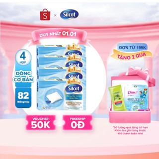  Bộ 4 hộp Bông trang điểm  bông tẩy trang  Silcot 82 miếng hộp 