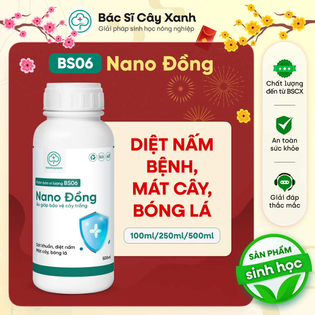 BS06 Nano Đồng Diệt Nấm Khuẩn Cho Rau Màu 500ml - Rửa Vườn Tẩy Rong Rêu - Bác Sĩ Cây Xanh