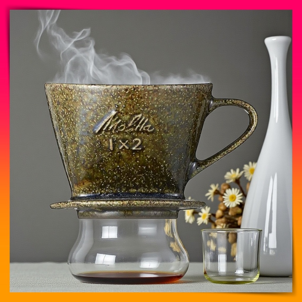 Melitta Ceramic Coffee Dripper 2-4 Cups with Measuring Spoon Citron Green SF-P-G1 x2