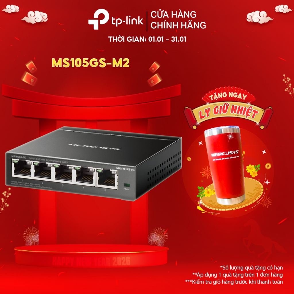 Bộ chia mạng Mercusys MS108GS-M2/MS105GS-M2 | 8 Cổng 2.5G, Vỏ kim loại, Hoạt động yên tĩnh