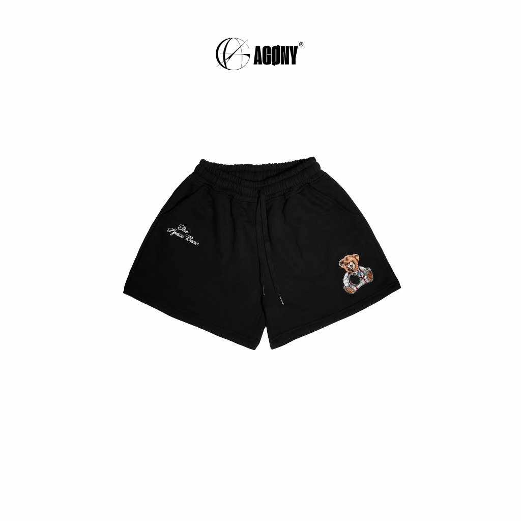 Quần Short Nỉ Gấu Phi Hành Gia NASA Cotton Unisex Màu Đen - Agony Story