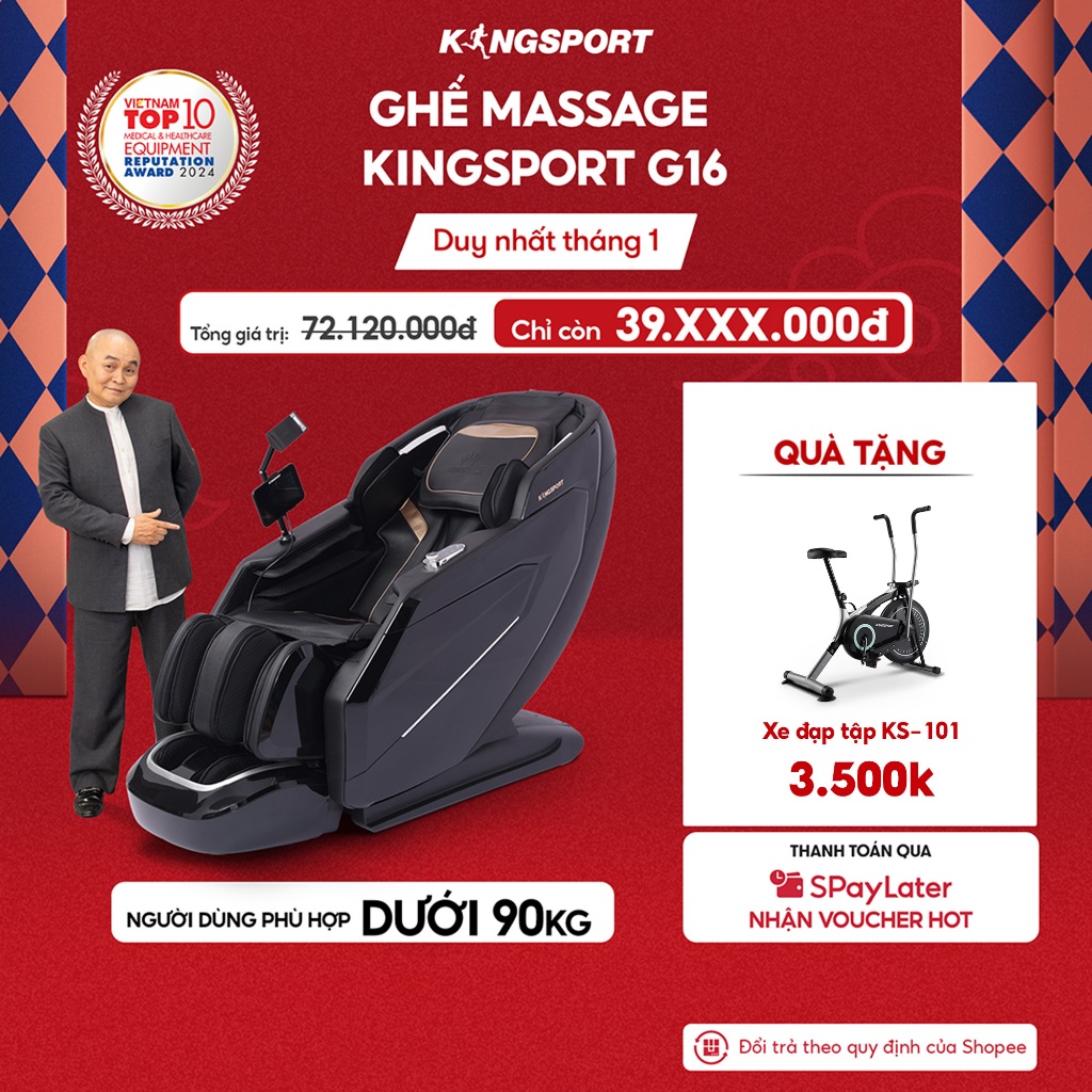 Ghế massage KINGSPORT G16 công nghệ Massage Kingtech Touch Pro, 12 bài massage chuyên nghiệp