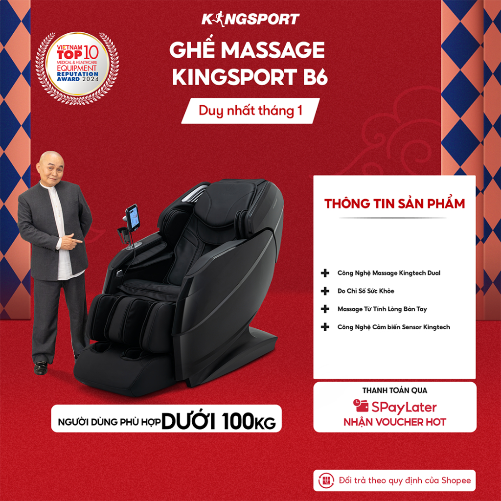CHỈ GIAO MIỀN NAM | Ghế massage KINGSPORT Premium B6 23 bài massage cao cấp,  công nghệ massage King