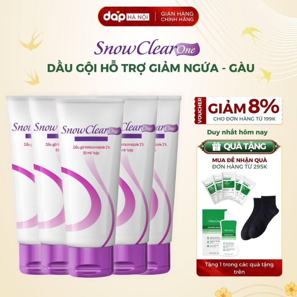 [COMBO 5 TUÝP] Dầu gội sạch gàu SnowClear One chống gàu, sạch gàu nấm, hết ngứa da đầu tuýp 50ml