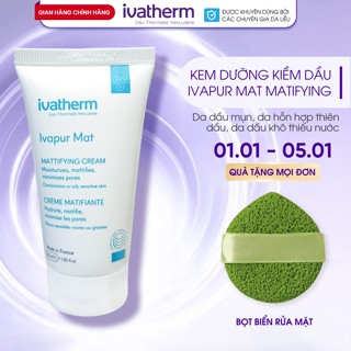  Kem dưỡng kiềm dầu dành cho da dầu nhạy cảm da mụn Ivatherm Ivapur Mat Matifying Cream 40ml 