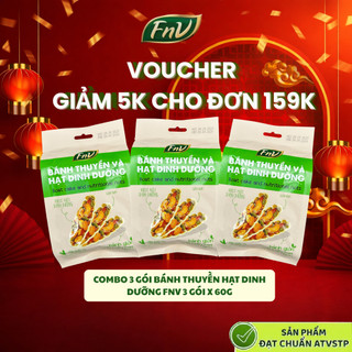  Combo 3 gói bánh thuyền hạt dinh dưỡng mix gạo lứt ăn vặt không đường FNV 3 gói x 60g bánh hạt hỗ trợ giảm cân 