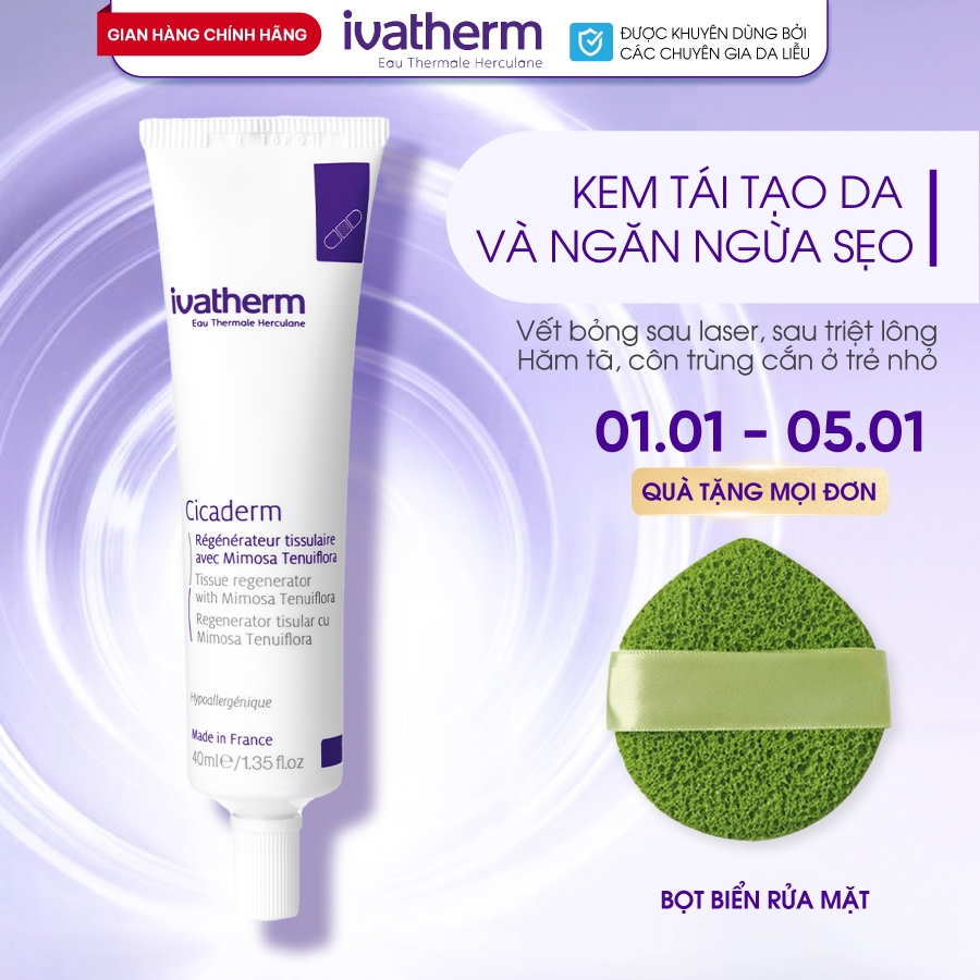  Kem dưỡng phục hồi tái tạo da ngăn ngừa sẹo Ivatherm Cicaderm Cream - IVATHERM 