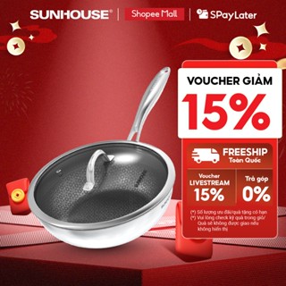  Chảo Xào Chống Dính Sunhouse Healthy Công Nghệ Hybrid Inox Liền Khối Size 28cm Dùng Được Bếp Từ - IN26-28M8VK 