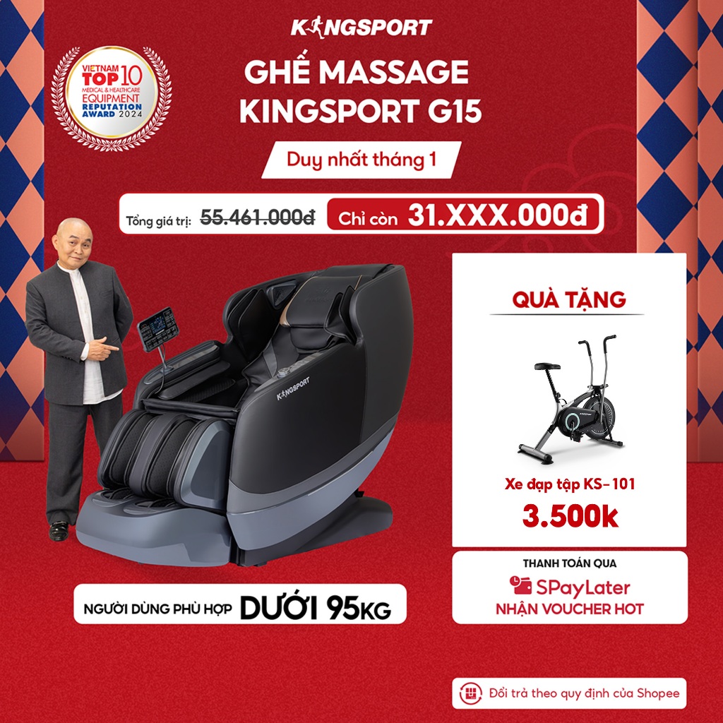 CHỈ GIAO MIỀN BẮC | Ghế massage KINGSPORT Standard G15 công nghệ mới Kingtech Touch Pro, massage kéo
