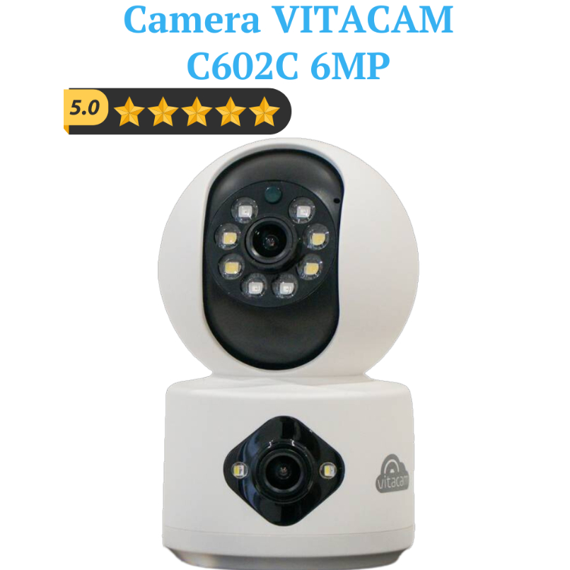 Camera VITACAM C602C 6MP – Camera kép 2 mắt, góc nhìn rộng, đàm thoại 2 chiều