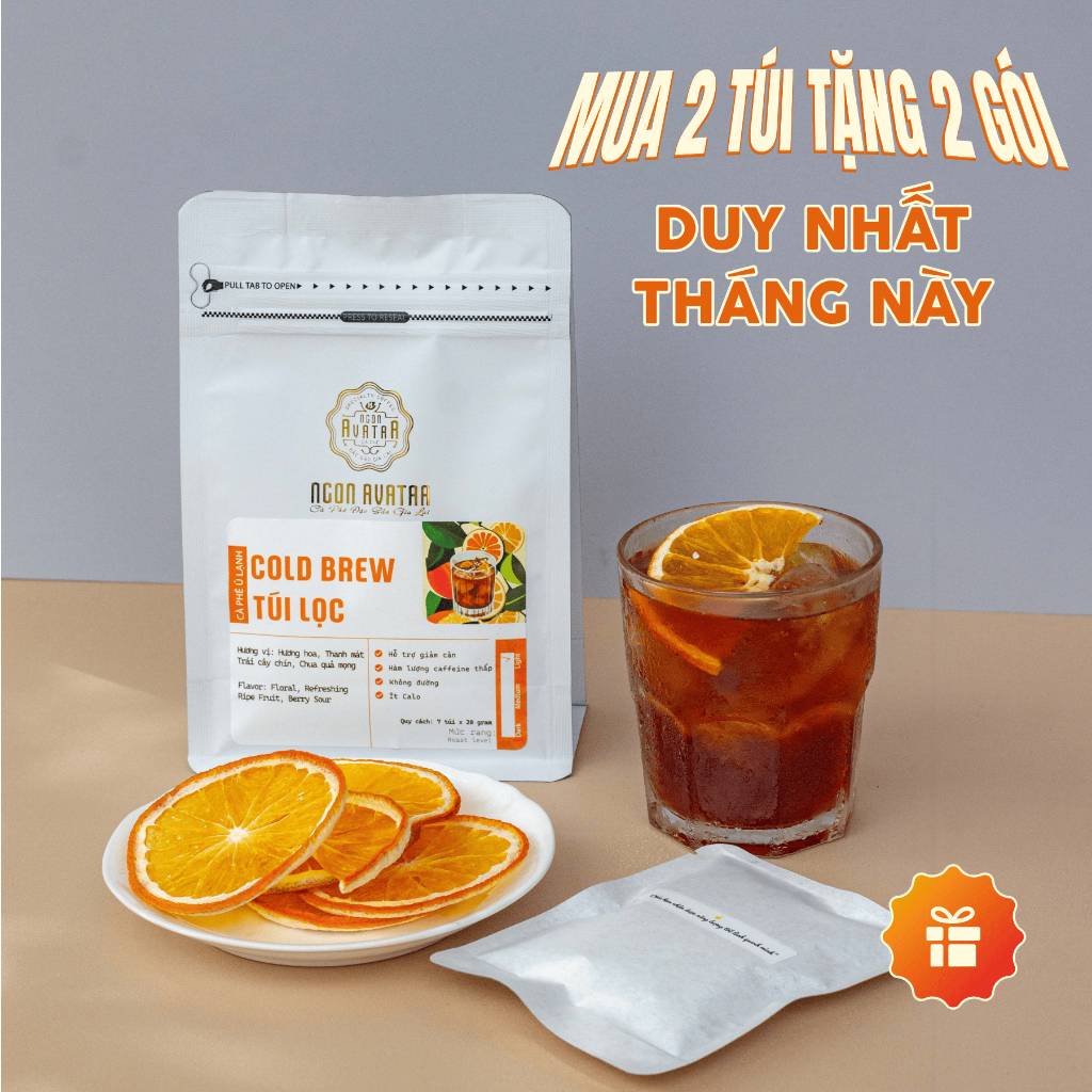 Cà Phê Ủ Lạnh Cold Brew Túi Lọc Arabica Cầu Đất Thơm, Cafe Tiện Lợi