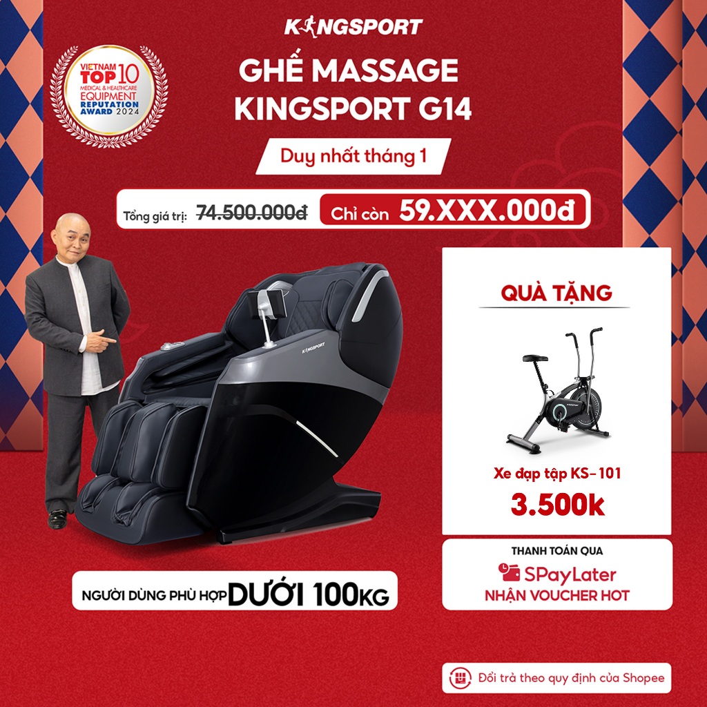 Ghế massage KINGSPORT G14 công nghệ massage Kingtech Touch Premium, 15 chương trình massage tự động