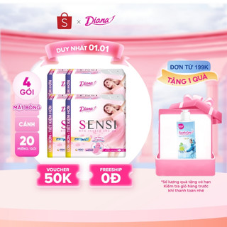   Sản phẩm cải tiến  Bộ 4 gói băng vệ sinh Diana Sensi siêu mỏng cánh 20 miếng gói 