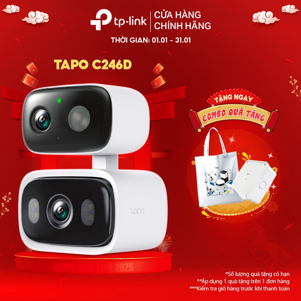 Camera An Ninh Trong Nhà/Ngoài Trời TP-Link Tapo C246D Chất Lượng 2K Camera Quay Quét 2 Ống Kính Toà