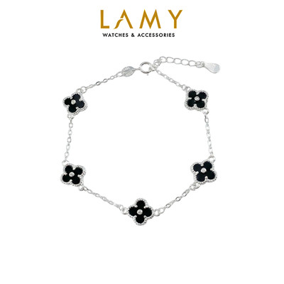 Vòng tay bạc Four Leaf cỏ 4 lá đính đá Bracelet Silver 2186