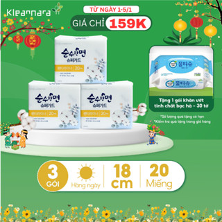  Combo 3 gói Băng vệ sinh KleanNara Soonsoohanmyeon Superguard Panty Liners Hàng ngày Size 18cm 