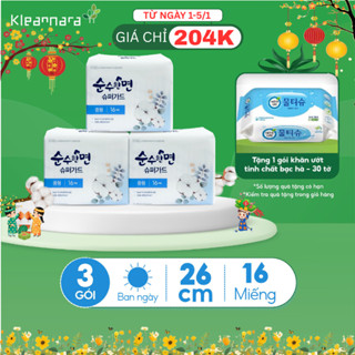  Combo 3 gói Băng vệ sinh KleanNara Soonsoohanmyeon Superguard siêu mỏng Hàn Quốc 26cm. 