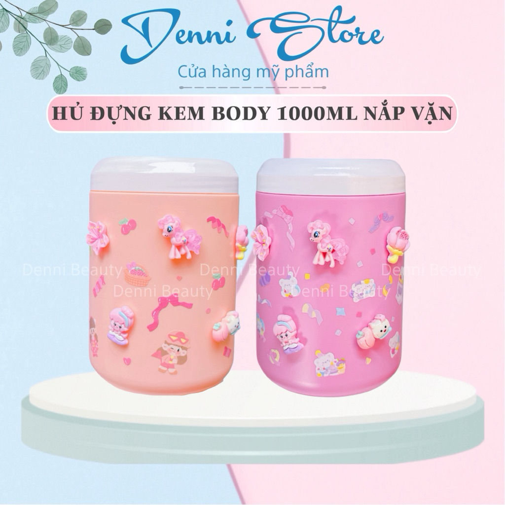 Hủ Nhựa Đựng Kem Body 1kg Nắp Vặn Dễ Thương - mỹ phẩm Denni H1N