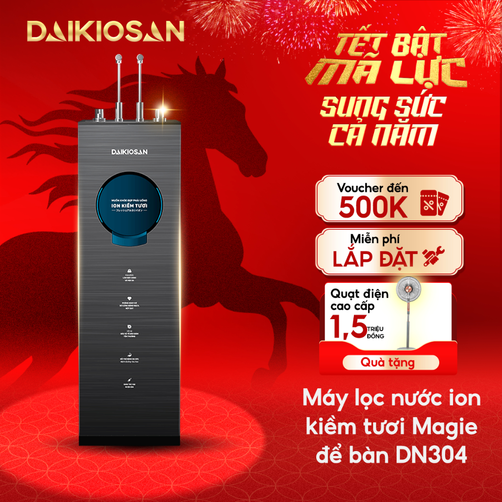 Máy Lọc Nước Ion Kiềm Tươi Magie Daikiosan DN104 DN204 DN304 Giàu Hydrogen Nóng Lạnh