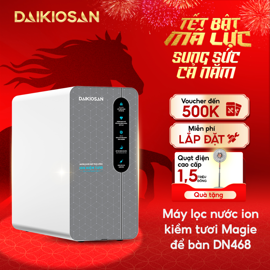 Máy Lọc Nước Để Gầm ION Kiềm Tươi Magie Daikiosan DN468 Giàu Hydrogen Lọc Nước Kèm Bộ Vòi Nước