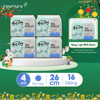  Combo 4 gói Băng vệ sinh KleanNara Soonsoohanmyeon Organic Cotton siêu thấm Hàn Quốc Size M 26cm. 