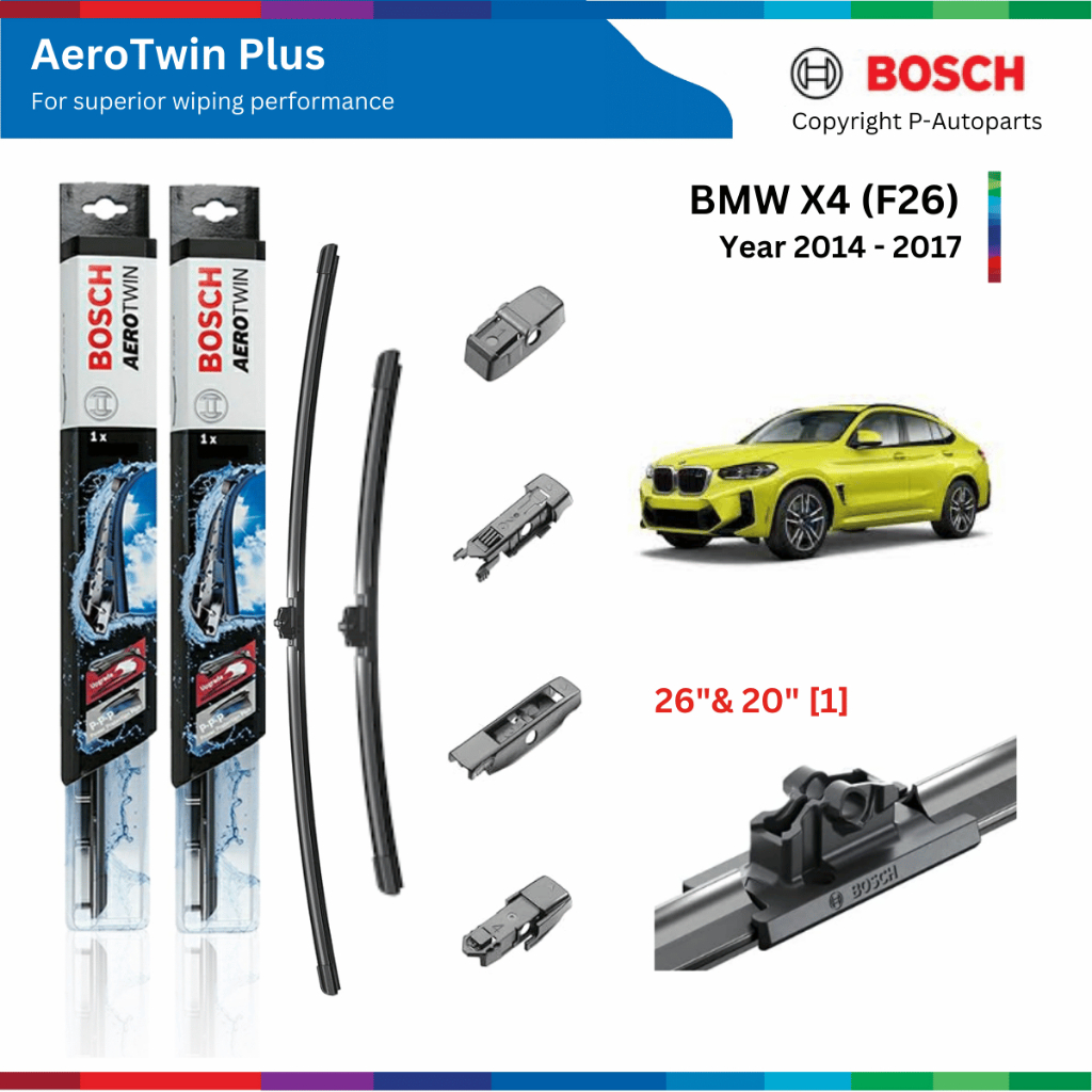 Bộ gạt mưa BOSCH AeroTwin Plus 26" & 20" xe BMW X4 (F26) đời 2014 đến 2017