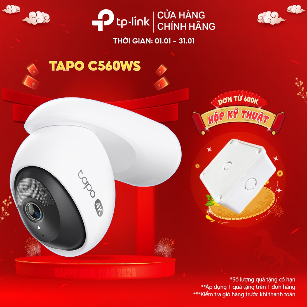 Camera Wi-Fi An Ninh 4K TP-Link Tapo C560WS Ngoài Trời | Băng Tần Kép, Màu Ban Đêm, Chuẩn IP66