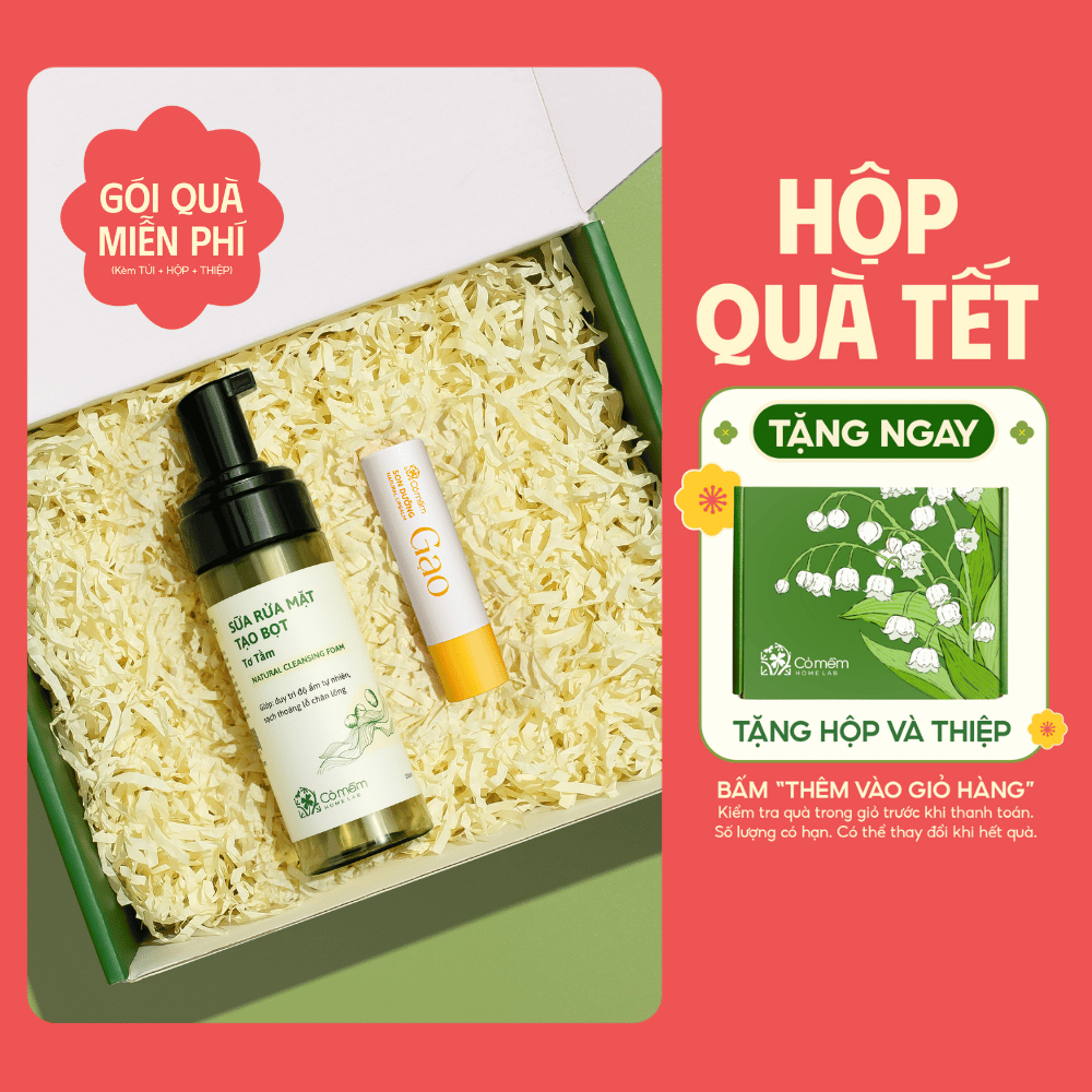 [Hộp Quà Tặng] Combo Sữa Rửa Mặt Tạo Bọt Và Son Dưỡng Môi Thiên Nhiên Cỏ Mềm