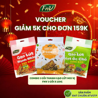  Combo 3 gói thanh gạo lứt mix vị ăn vặt không đường ít calo FNV 3 gói x 120g bánh hạt dinh dưỡng hỗ trợ giảm cân 