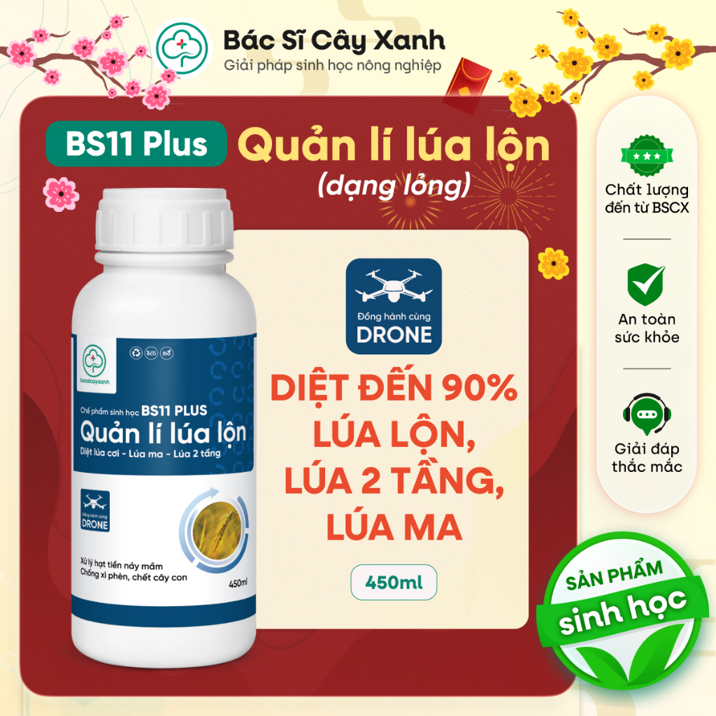 BS11 Plus Diệt Lúa Lộn Dạng Lỏng 450ml - Quản Lý Lúa Cỏ Lúa Ma - Phun Máy Bay - Bác Sĩ Cây Xanh