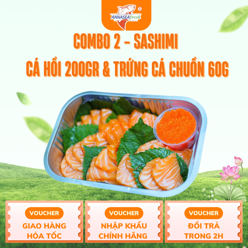 Combo 02- Cá hồi 200gr & Trứng cá chuồn 60gr– [Hỏa Tốc HCM]