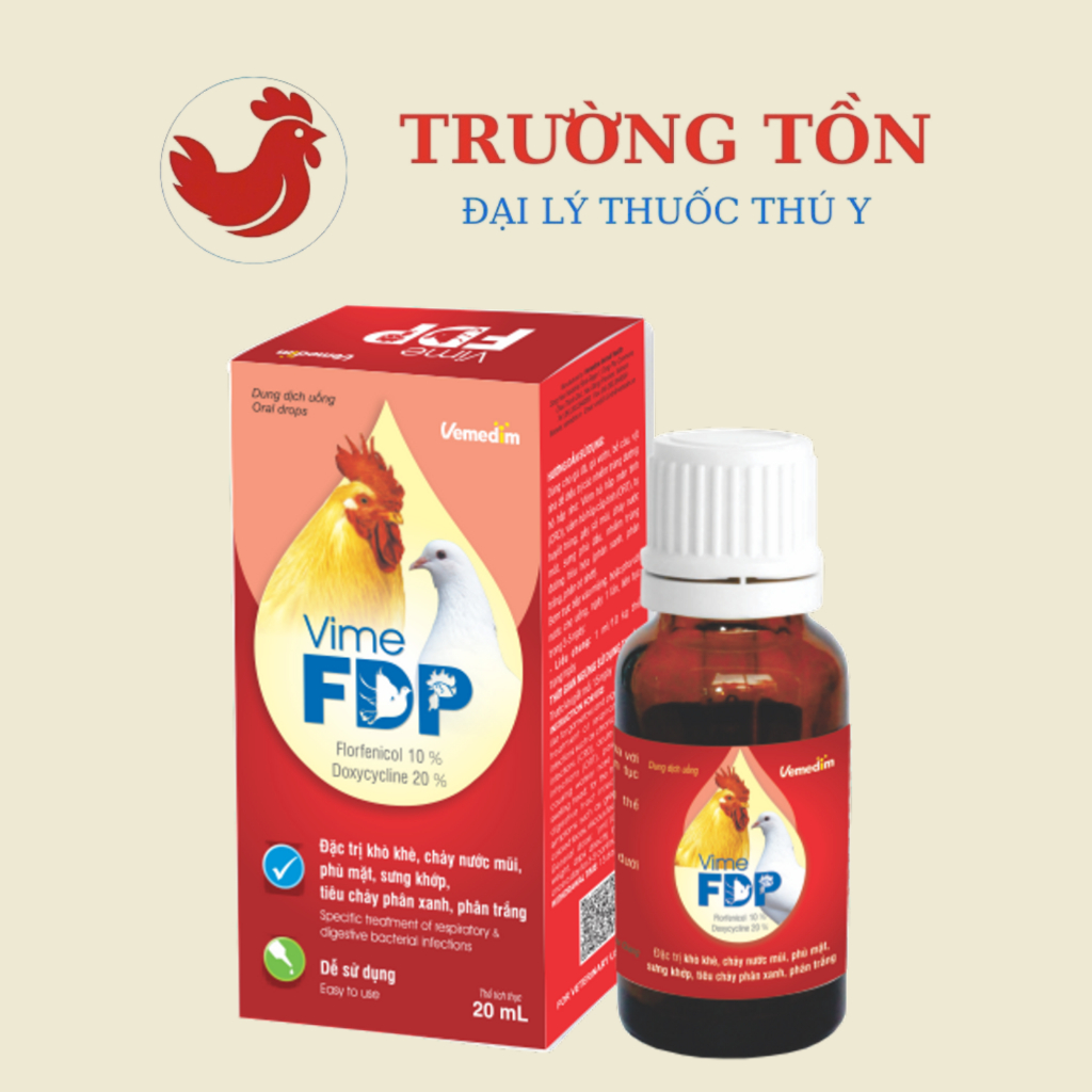 Vemedim Vime FDP Hỗ Trợ Hô Hấp Cho Gà Đá, Loại Bỏ Khò Khè, Cháy Nước Mũi