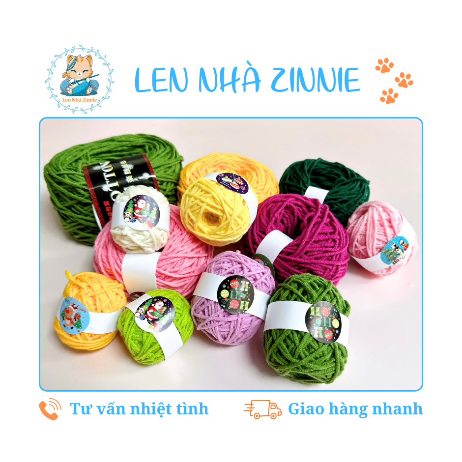 [Len Chiết] Len Milk Cotton 125Gr - Len Móc Thú, Áo, Khăn Handmade Mềm Mịn