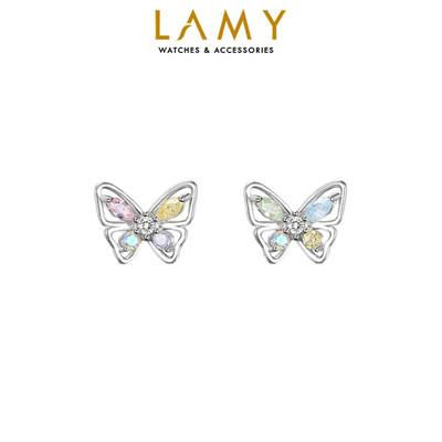 Khuyên tai bạc LAMY butterfly wings studded cánh bướm đính đá 3279