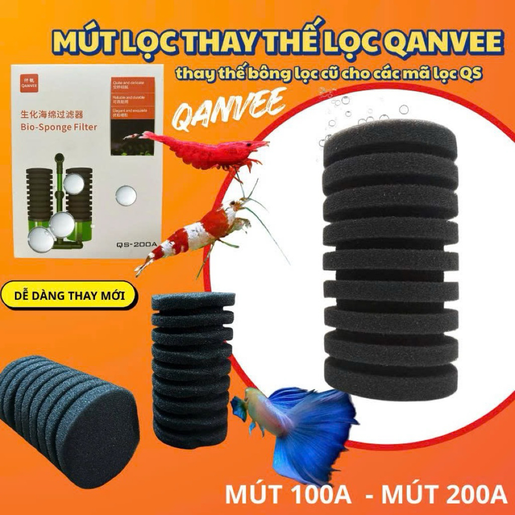 Mút Lọc thay thế cho lọc vi sinh Qanvee QS100A QS200A QS100 QS200