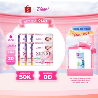   Sản phẩm cải tiến  Bộ 6 gói băng vệ sinh Diana Sensi siêu mỏng cánh 20 miếng gói 