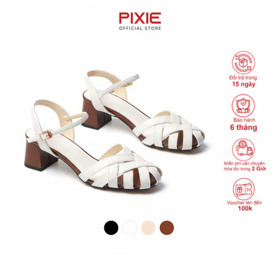 [Form to] Giày Sandal 5cm Đế Vuông Mũi Rọ Đan Dây Thời Trang Pixie H417