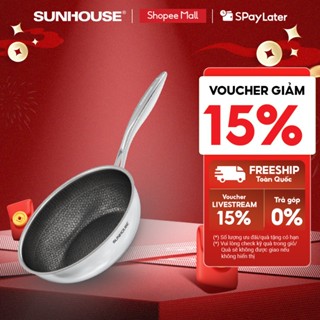  Chảo Xào Chống Dính Sunhouse Healthy Công Nghệ Hybrid Inox Liền Khối Size 28cm Dùng Được Bếp Từ - IN26-28M8 