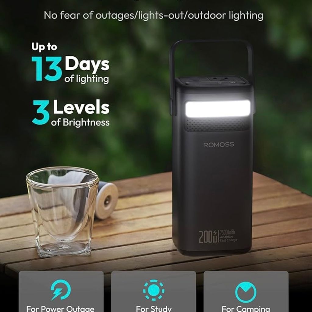 Pin dự phòng ROMOSS 75000mAh PMT75 công suất 200W , có cổng AC 220V - ( ko hộp )