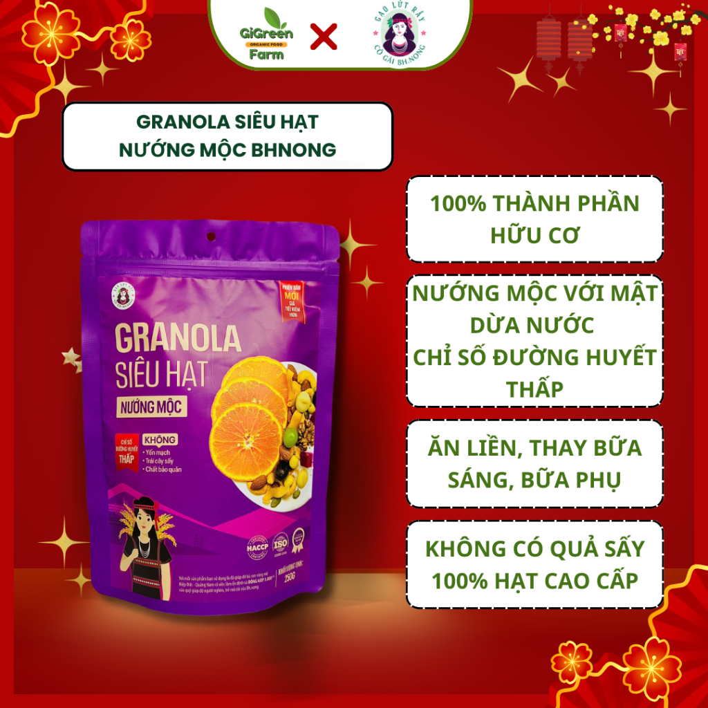 Granola bhnong Granola siêu hạt nướng mộc cao cấp bhnong ăn kiêng giảm cân cung cấp dinh dưỡng Grano