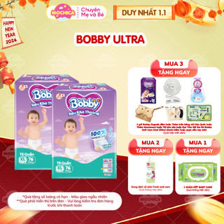   COMBO 2  Tã Bỉm quần Bobby Ultra+  Organic  Premium siêu nhiều miếng đầy đủ size-Mochica 