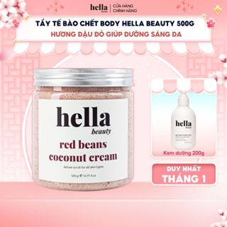  Tẩy tế bào chết body đậu đỏ Hella Beauty 500g giúp làm sạch sâu hỗ trợ dưỡng sáng da 
