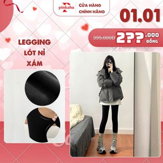   TẶNG DÂY CỘT TÓC  Quần legging nữ dài lót nỉ dày dặn PINKAHA nâng mông cạp cao gen bụng giảm eo hack dáng LG15 