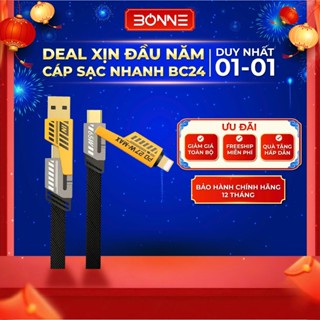  Cáp sạc nhanh BC24 điện thoại 4 in 1 by Bonne TECHNOLOGIQUE 65W sạc chống gẫy chính hãng bảo hành 12 tháng 