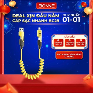  Cáp Sạc Lò Xo Đa Năng Bonne BC29 by BONNE TECHNOLOGIQUE Cáp Sạc Nhanh 4 IN 1 Chống Rối Sạc Nhanh 65W Bảo Hành 12 Tháng 