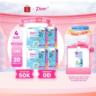  Bộ 4 băng vệ sinh Diana Sensi Cool Fresh siêu mỏng cánh gói 20 miếng 