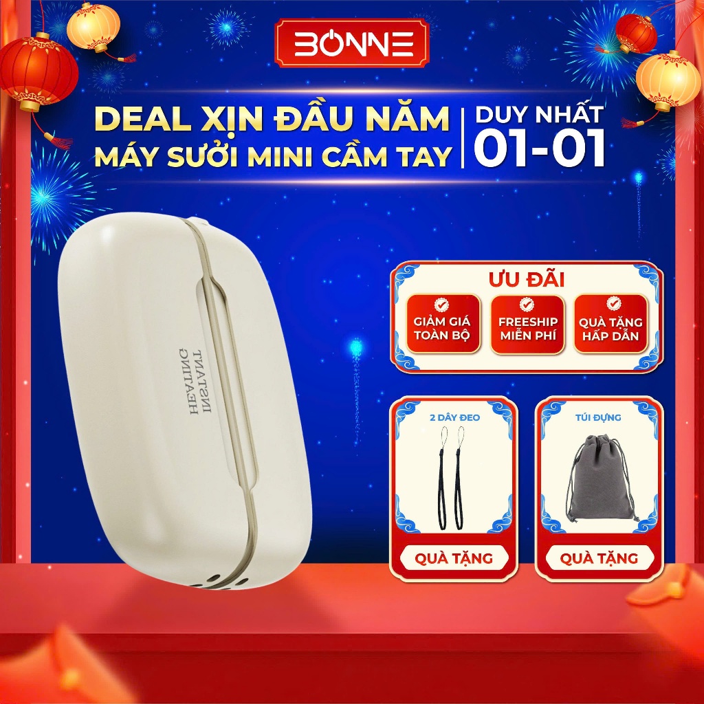   NEW 2025 Máy Sưởi Mini Cầm Tay Từ Tính BW08 By BONNE TECH Máy Sưởi Tay Công Nghệ NTC Làm Nóng Nhanh Bảo Hành 12 Tháng 